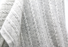 Load image into Gallery viewer, Grey Cashmere Knit Blanket Close Up
