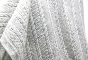 Grey Cashmere Knit Blanket Close Up